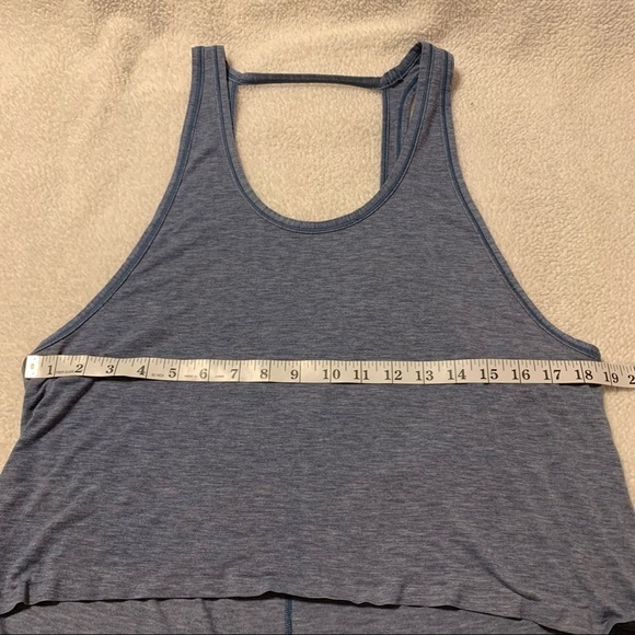 Lululemon Intended Tank Top Hi Low Deep V Back Blue - Picture 7 of 13